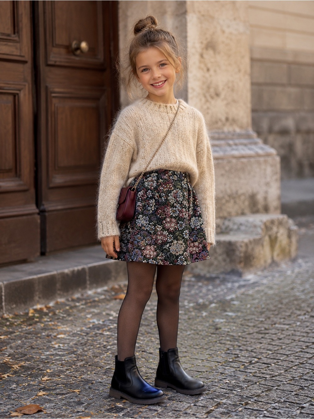 Zara A-line floral jacquard needle point Skirt Sz 11-12 years